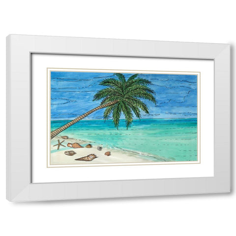 Paradise And Palms II White Modern Wood Framed Art Print with Double Matting by Biscardi, Nicholas