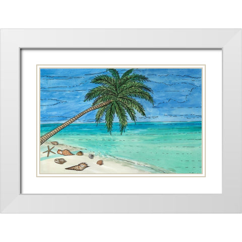 Paradise And Palms II White Modern Wood Framed Art Print with Double Matting by Biscardi, Nicholas