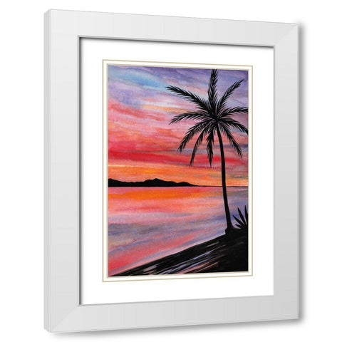Sunset Beach I White Modern Wood Framed Art Print with Double Matting by Biscardi, Nicholas