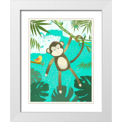 Jungle Friends II White Modern Wood Framed Art Print with Double Matting by Sheppard, Lucca