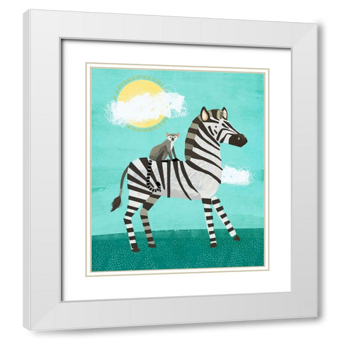 Safari Friends II White Modern Wood Framed Art Print with Double Matting by Sheppard, Lucca