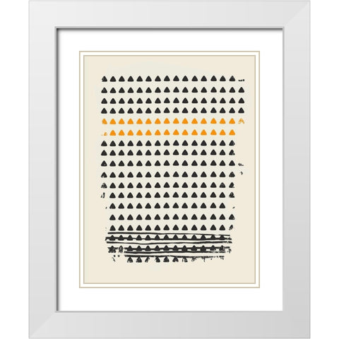 Orange Triangles White Modern Wood Framed Art Print with Double Matting by Sheppard, Lucca