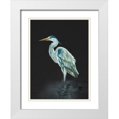 Garza Azul On Black White Modern Wood Framed Art Print with Double Matting by Sheppard, Lucca
