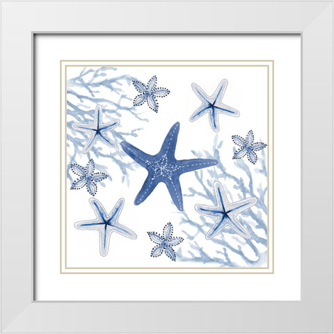 Periwinkle Starfish Seascape White Modern Wood Framed Art Print with Double Matting by Loreth, Lanie