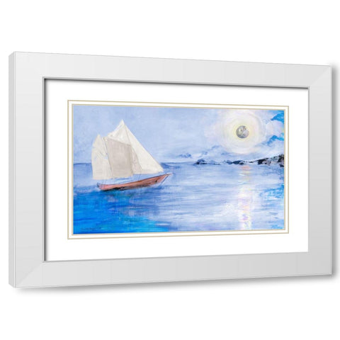 Sailing In Moonlight White Modern Wood Framed Art Print with Double Matting by Maria, Robin