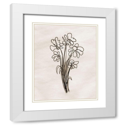 Naive Flowers White Modern Wood Framed Art Print with Double Matting by Meneely, Dan