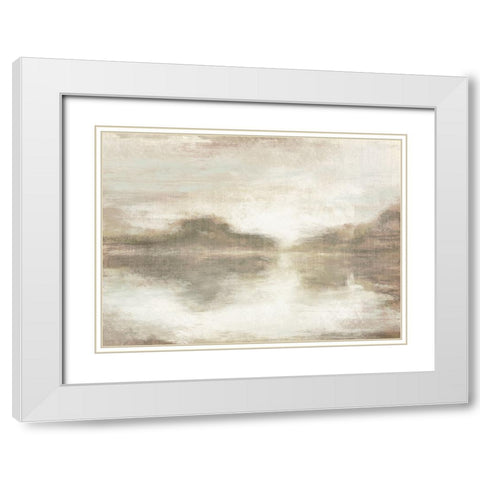 Lakes Morning Reflection White Modern Wood Framed Art Print with Double Matting by Meneely, Dan