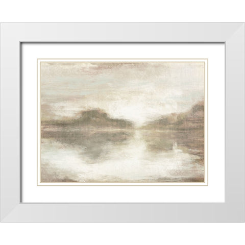 Lakes Morning Reflection White Modern Wood Framed Art Print with Double Matting by Meneely, Dan