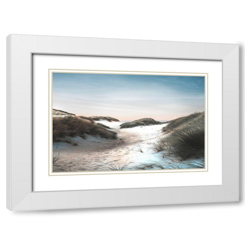 Dune Walk White Modern Wood Framed Art Print with Double Matting by Meneely, Dan