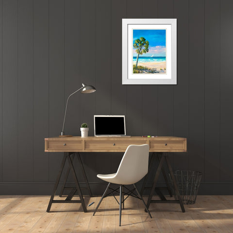 Palm Coast White Modern Wood Framed Art Print with Double Matting by DeRice, Julie