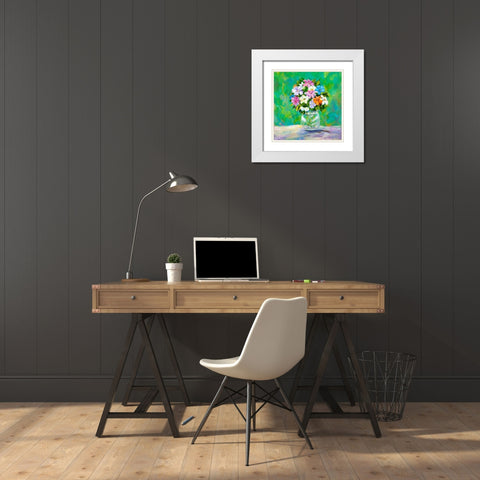 Spring Garden Bouquet White Modern Wood Framed Art Print with Double Matting by DeRice, Julie