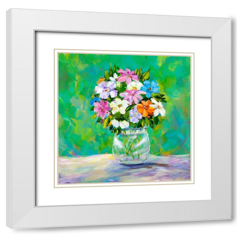 Spring Garden Bouquet White Modern Wood Framed Art Print with Double Matting by DeRice, Julie