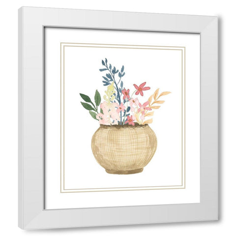Basket Of Wild Flowers White Modern Wood Framed Art Print with Double Matting by Price, Lucille