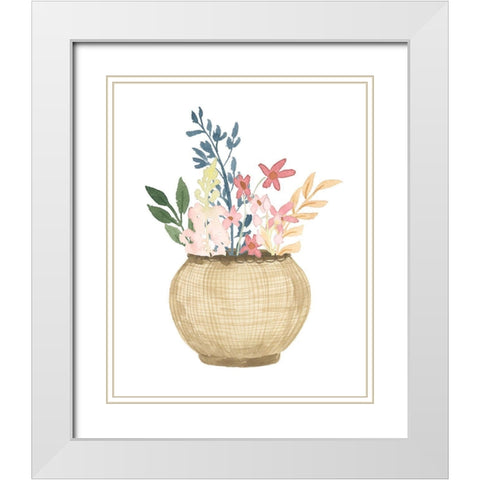 Basket Of Wild Flowers White Modern Wood Framed Art Print with Double Matting by Price, Lucille