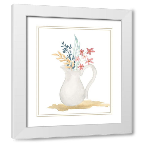 Farmhouse Pitcher With Flowers White Modern Wood Framed Art Print with Double Matting by Price, Lucille