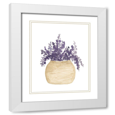 Pot Of Lavender White Modern Wood Framed Art Print with Double Matting by Price, Lucille