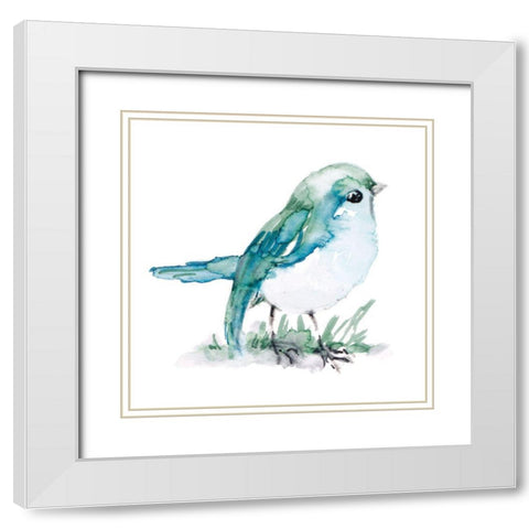 Spring Blue Bird I White Modern Wood Framed Art Print with Double Matting by Loreth, Lanie
