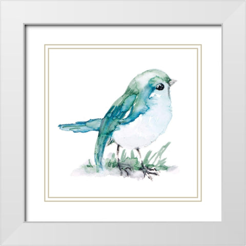 Spring Blue Bird I White Modern Wood Framed Art Print with Double Matting by Loreth, Lanie