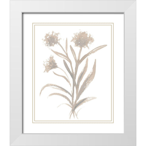 Beige Herb II White Modern Wood Framed Art Print with Double Matting by Medley, Elizabeth