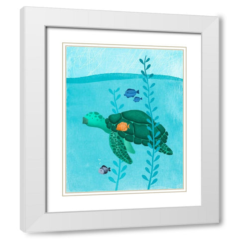 Tony The Turtle White Modern Wood Framed Art Print with Double Matting by Sheppard, Lucca