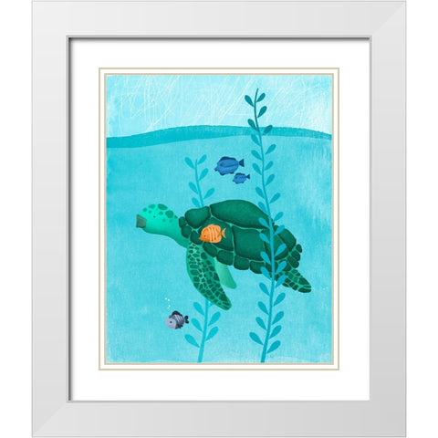 Tony The Turtle White Modern Wood Framed Art Print with Double Matting by Sheppard, Lucca