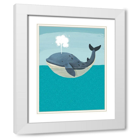 Wally The Whale White Modern Wood Framed Art Print with Double Matting by Sheppard, Lucca