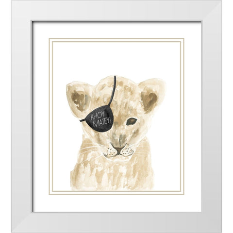 Ahoy Matey Lion White Modern Wood Framed Art Print with Double Matting by Price, Lucille