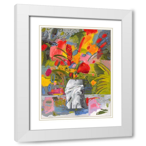 Abstract Flora White Modern Wood Framed Art Print with Double Matting by Athas, Vas