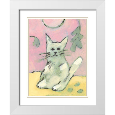 Soft Kitty White Modern Wood Framed Art Print with Double Matting by Athas, Vas