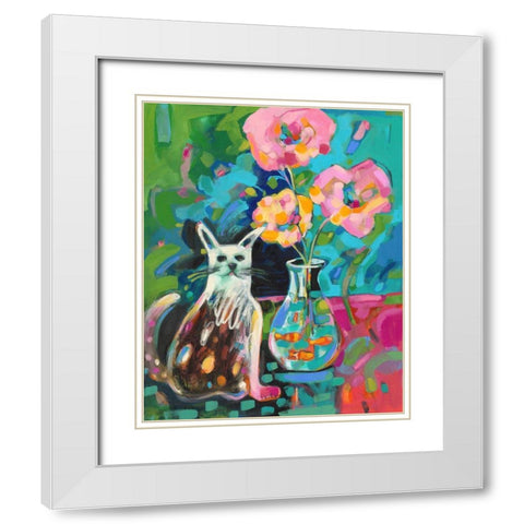 Aquatic Companion White Modern Wood Framed Art Print with Double Matting by Athas, Vas