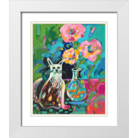 Aquatic Companion White Modern Wood Framed Art Print with Double Matting by Athas, Vas