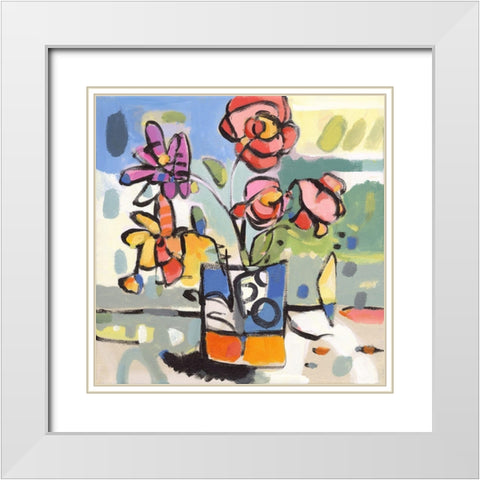 Southern Florals I White Modern Wood Framed Art Print with Double Matting by Athas, Vas