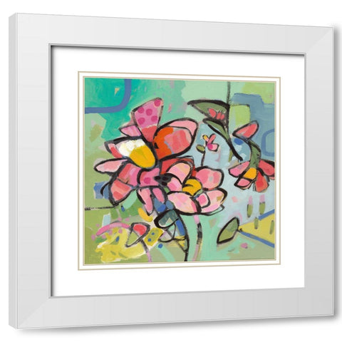 Fun With Flowers White Modern Wood Framed Art Print with Double Matting by Athas, Vas