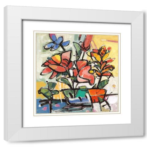 Southern Florals II White Modern Wood Framed Art Print with Double Matting by Athas, Vas