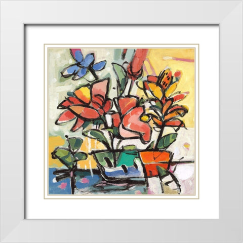 Southern Florals II White Modern Wood Framed Art Print with Double Matting by Athas, Vas