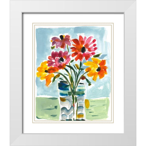 A Floral Gift White Modern Wood Framed Art Print with Double Matting by Athas, Vas