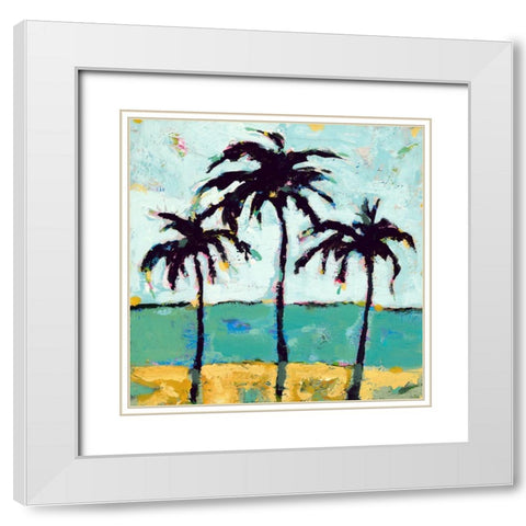 Tres Palmas White Modern Wood Framed Art Print with Double Matting by Athas, Vas