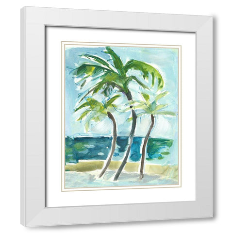 Swaying Palms White Modern Wood Framed Art Print with Double Matting by Athas, Vas