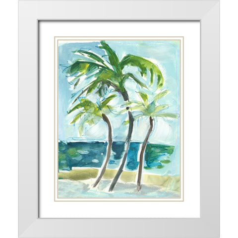 Swaying Palms White Modern Wood Framed Art Print with Double Matting by Athas, Vas