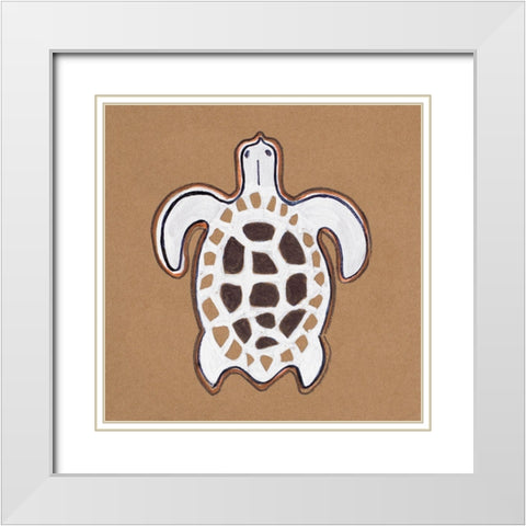 Ocean World Turtle White Modern Wood Framed Art Print with Double Matting by Pinto, Patricia