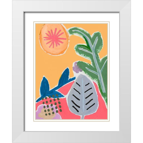 Take On Flora White Modern Wood Framed Art Print with Double Matting by SD Graphics Studio