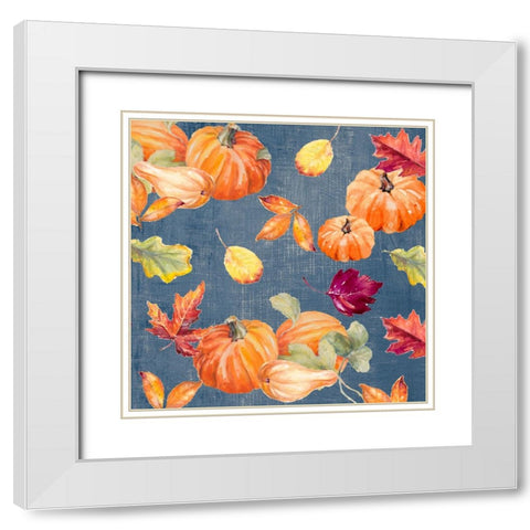 Raining Pumpkins White Modern Wood Framed Art Print with Double Matting by Loreth, Lanie