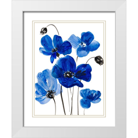 Cobalt Garden II White Modern Wood Framed Art Print with Double Matting by Loreth, Lanie