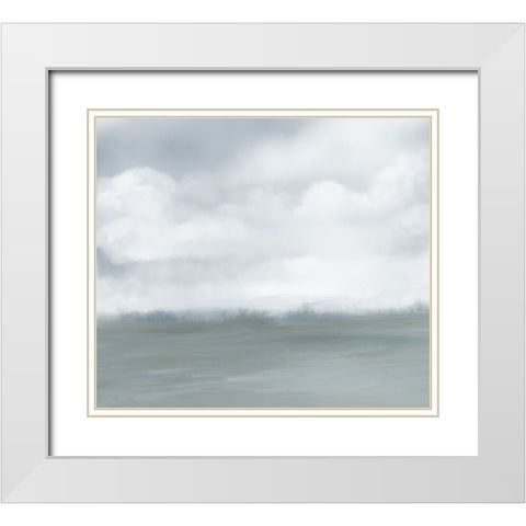 Misty Ocean II White Modern Wood Framed Art Print with Double Matting by Maria, Robin