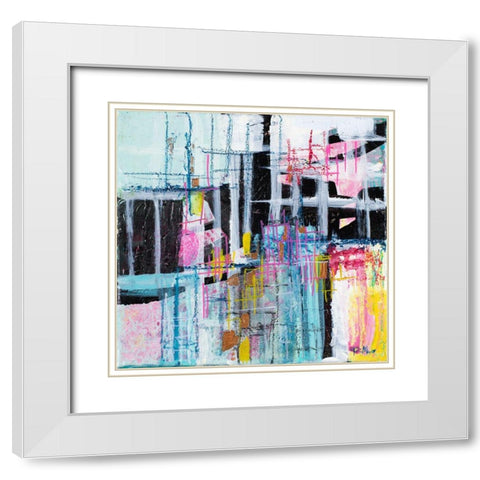 Gio Grid I White Modern Wood Framed Art Print with Double Matting by Maria, Robin