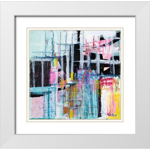 Gio Grid I White Modern Wood Framed Art Print with Double Matting by Maria, Robin