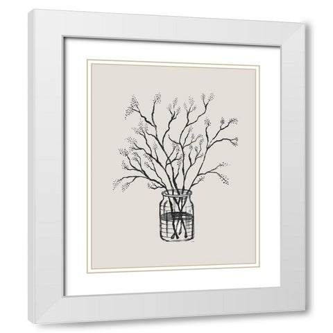 Sketched Blossoms I White Modern Wood Framed Art Print with Double Matting by Medley, Elizabeth