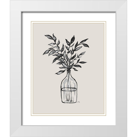 Sketched Blossoms II White Modern Wood Framed Art Print with Double Matting by Medley, Elizabeth