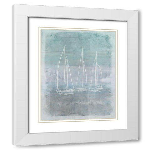 Regatta Memory I White Modern Wood Framed Art Print with Double Matting by Meneely, Dan
