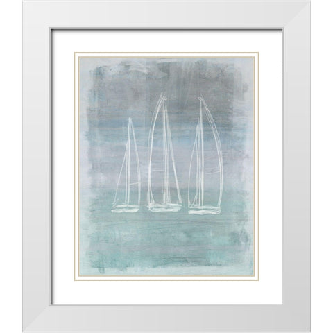 Regatta Memory II White Modern Wood Framed Art Print with Double Matting by Meneely, Dan